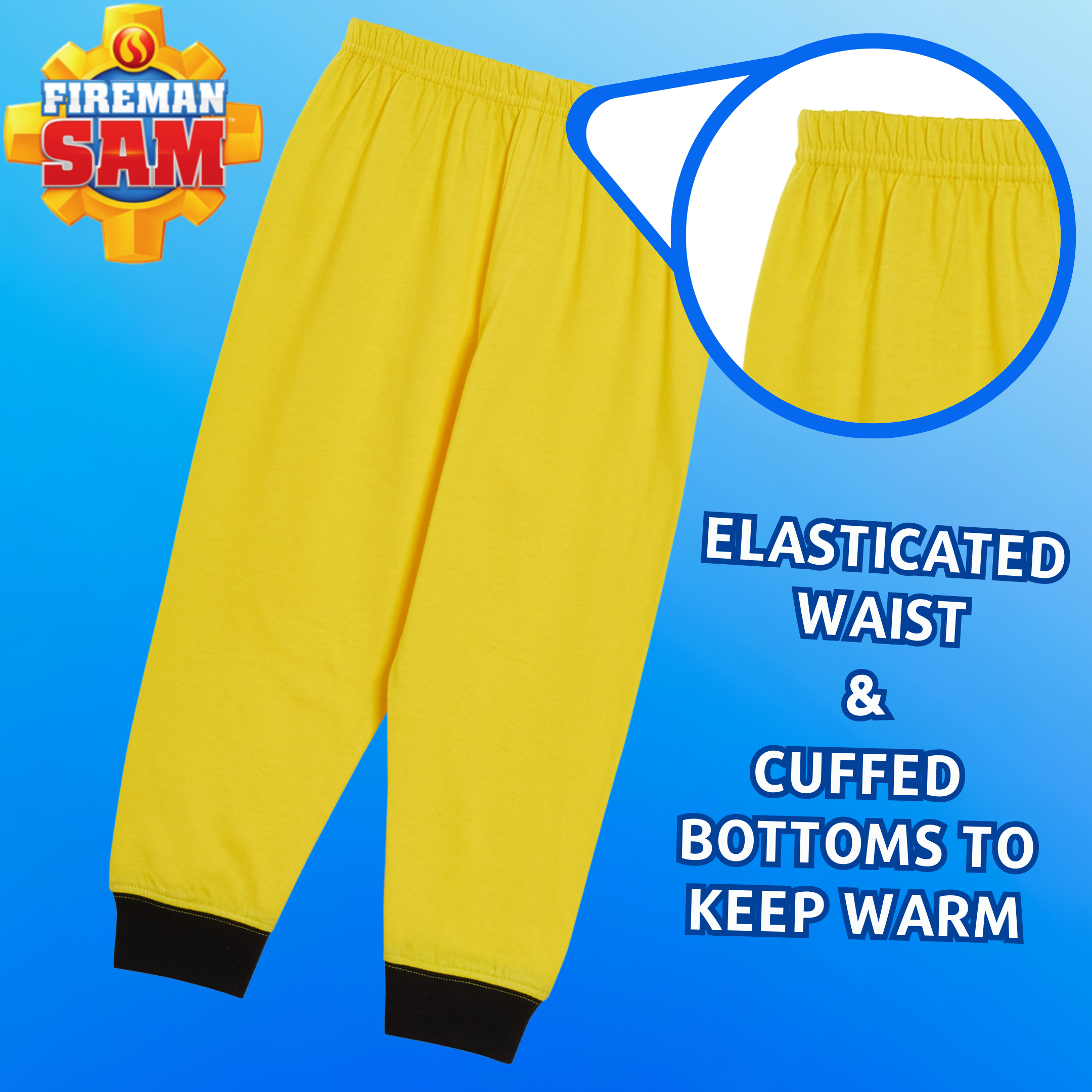 Boys Novelty Fireman Sam Dress Up Pyjamas Kids Full Length Character Pjs Size