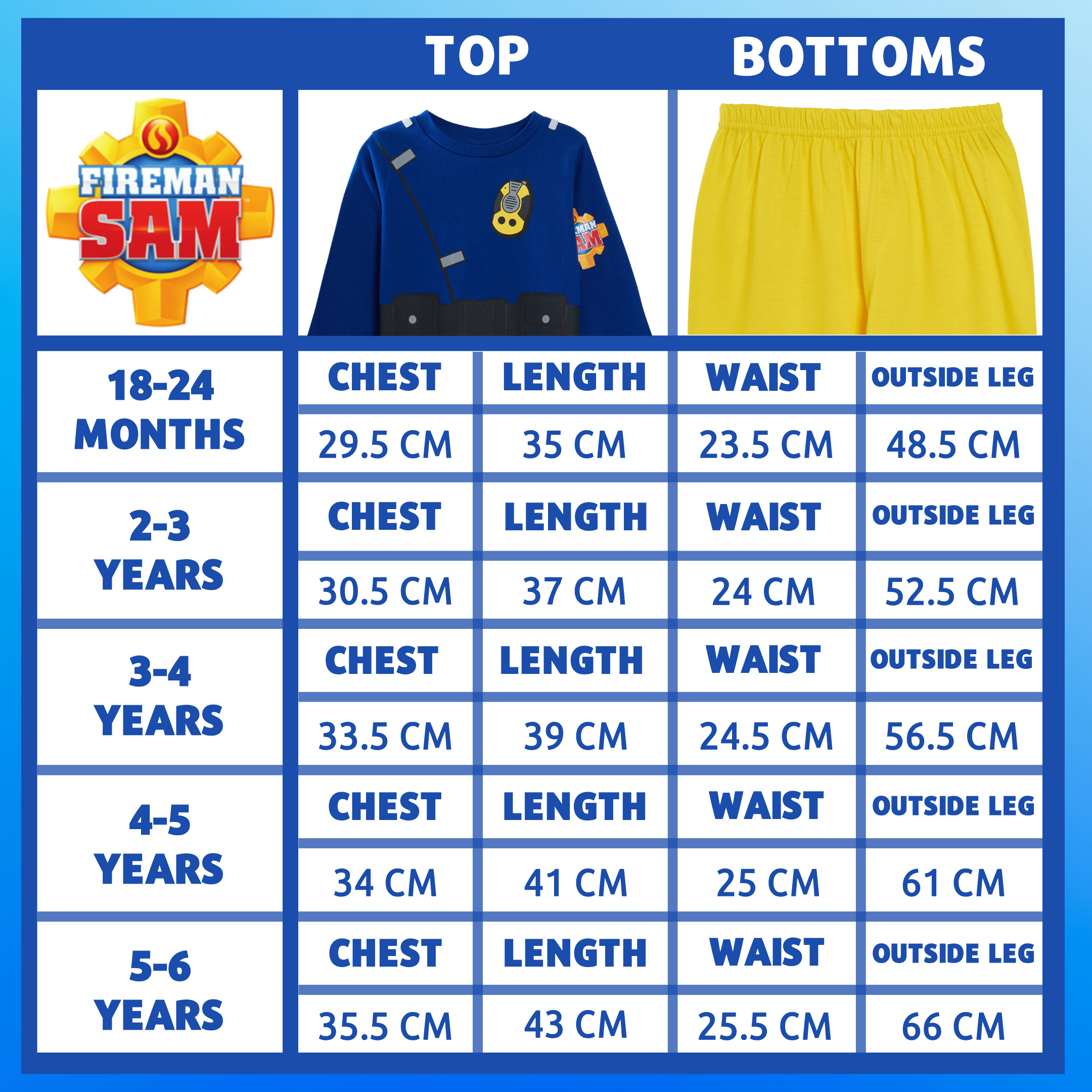 Boys Novelty Fireman Sam Dress Up Pyjamas Kids Full Length Character Pjs Size