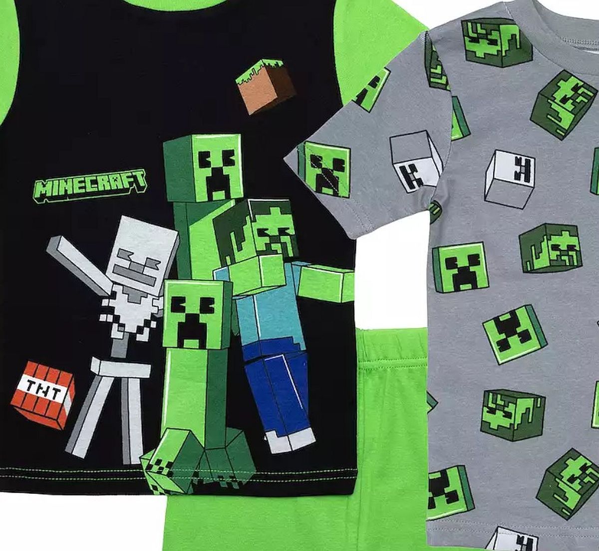 Minecraft Creeper, Zombie, Skeleton Hostile Mob Boy's 4-Piece Pajama Shorts Set