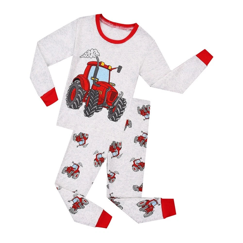 Kids Boys 2PCS Long Sleeve Pajamas  Set Monster Truck Pjs Cotton Sleepwear 3-12Y