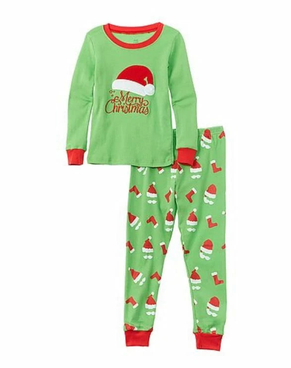 Elowel Kids Pajama Set in Green  Christmas Holiday New