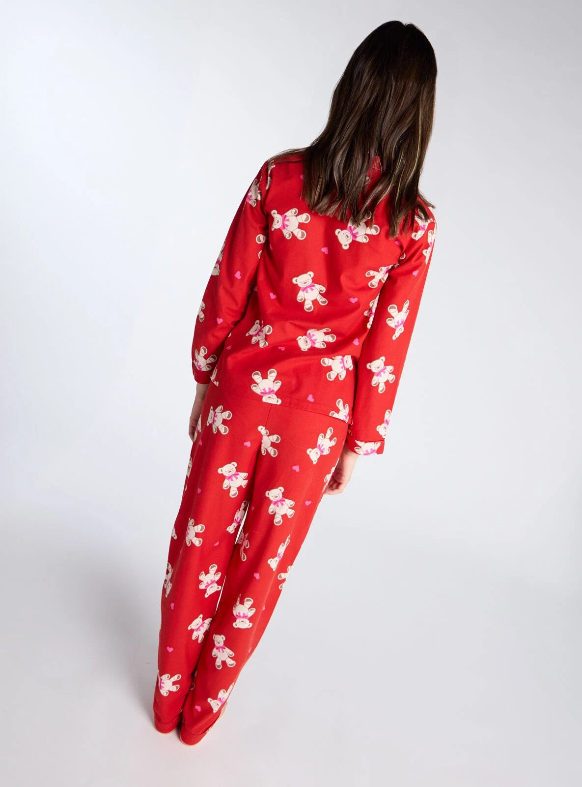 Boux Avenue Pyjama Set Girls Teddy Bear Fleece Kids Cute Nightwear PJ with Bag