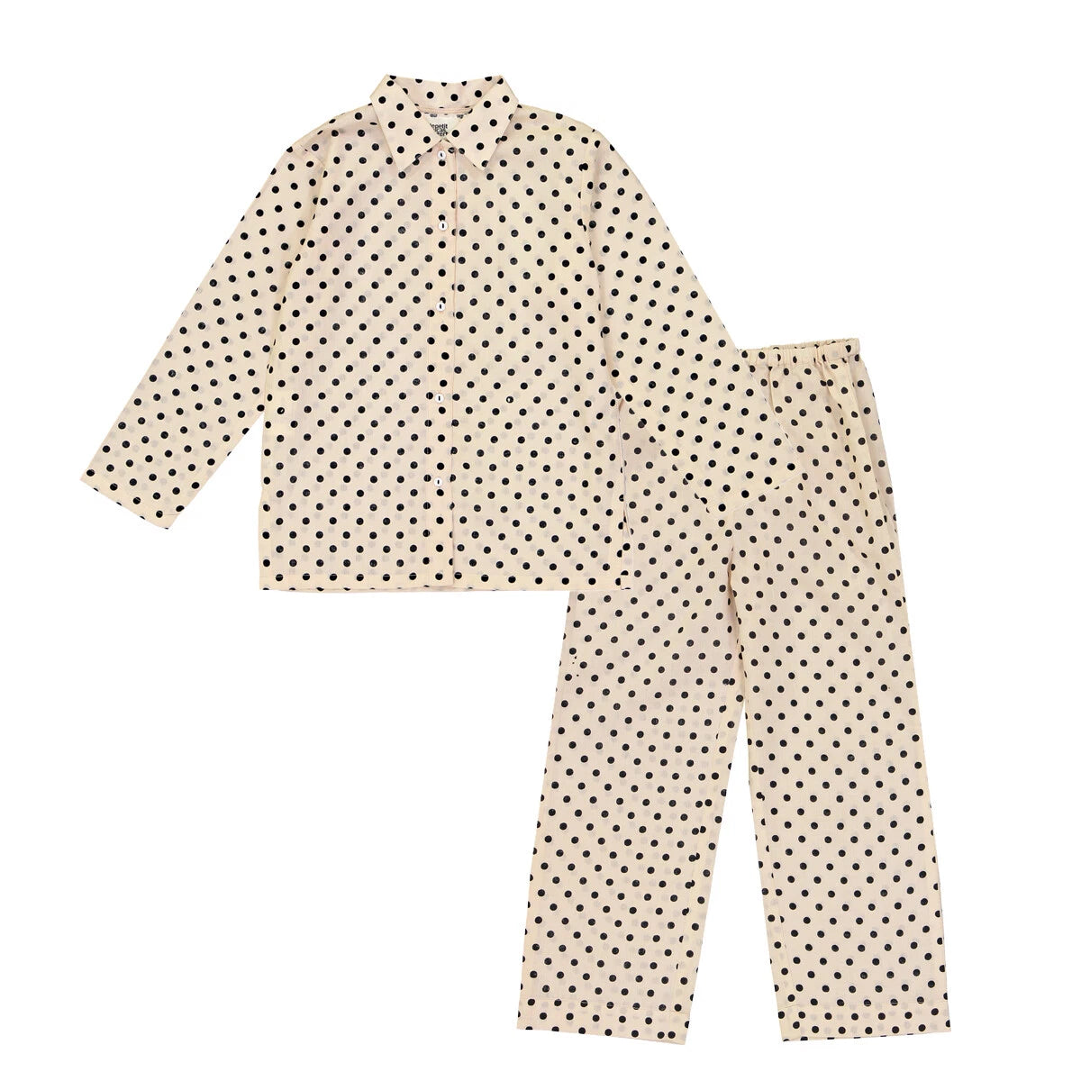LE PETIT LUCAS DUTERTRE Girl's Beige Dots Cotton PJ Set $64 NWT