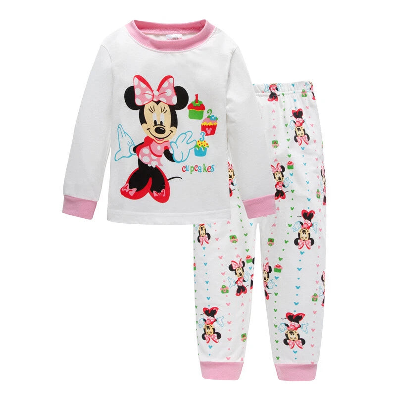 Kids Boy Girls Micky Minie Mouse Pyjamas Pjs Set Sleepwear Long Sleeve Nightwear