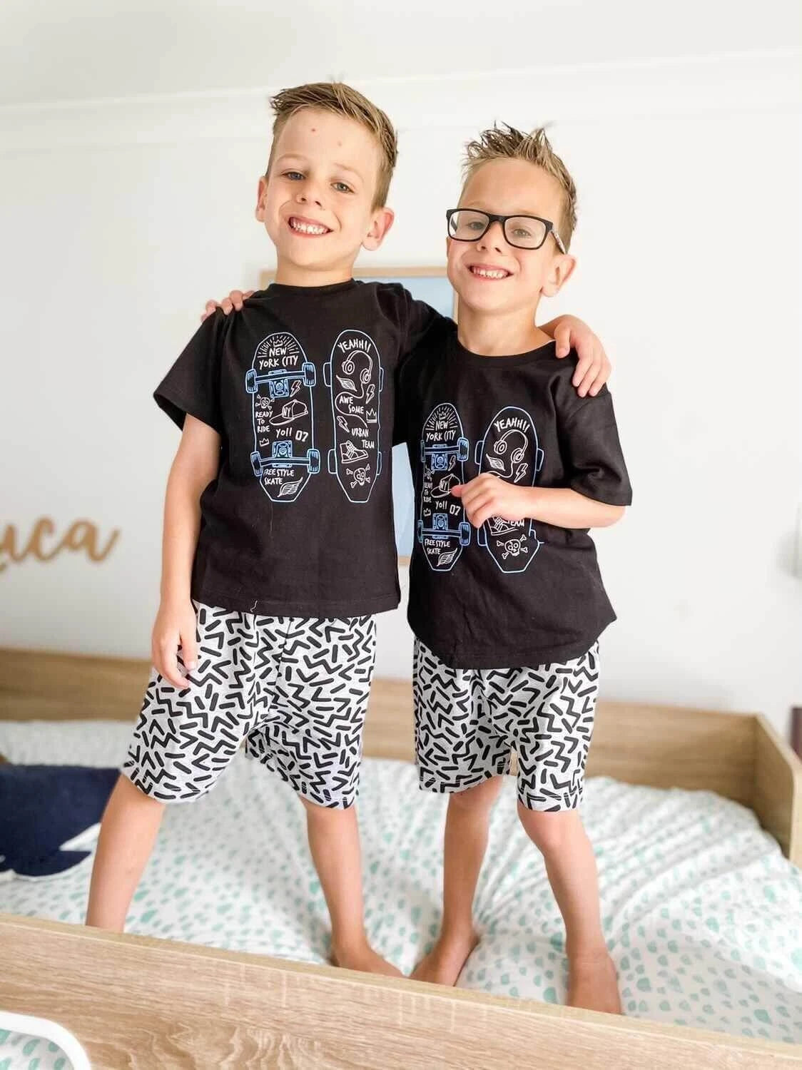 Boys Size 3-7 Black Skateboard Summer Cotton Short Sleeve Pyjama Set – 2006