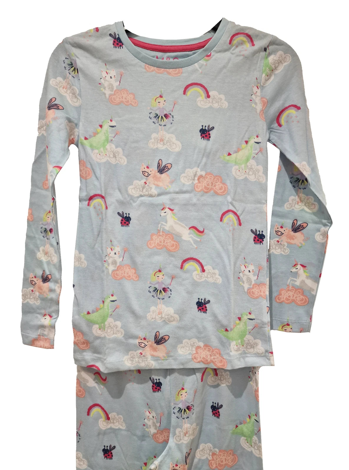 Ex M&S Girls Pyjamas PJ Snuggle set unicorn blue 18m-7 Years NEW