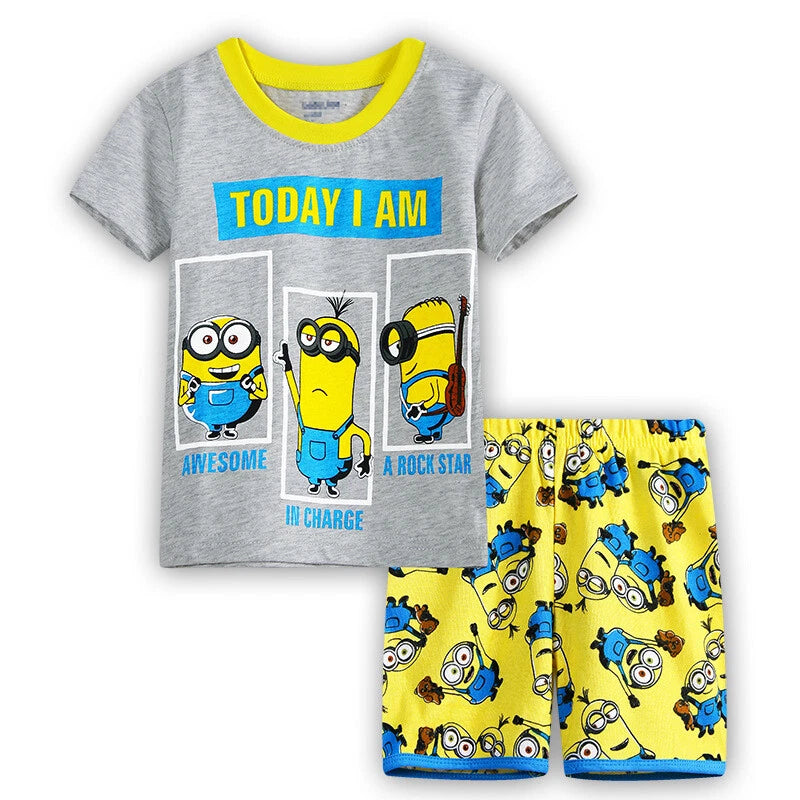 Kids Boys Girls Minions Nightwear Pyjamas Short Sleeve T-Shirt Shorts PJs Set UK