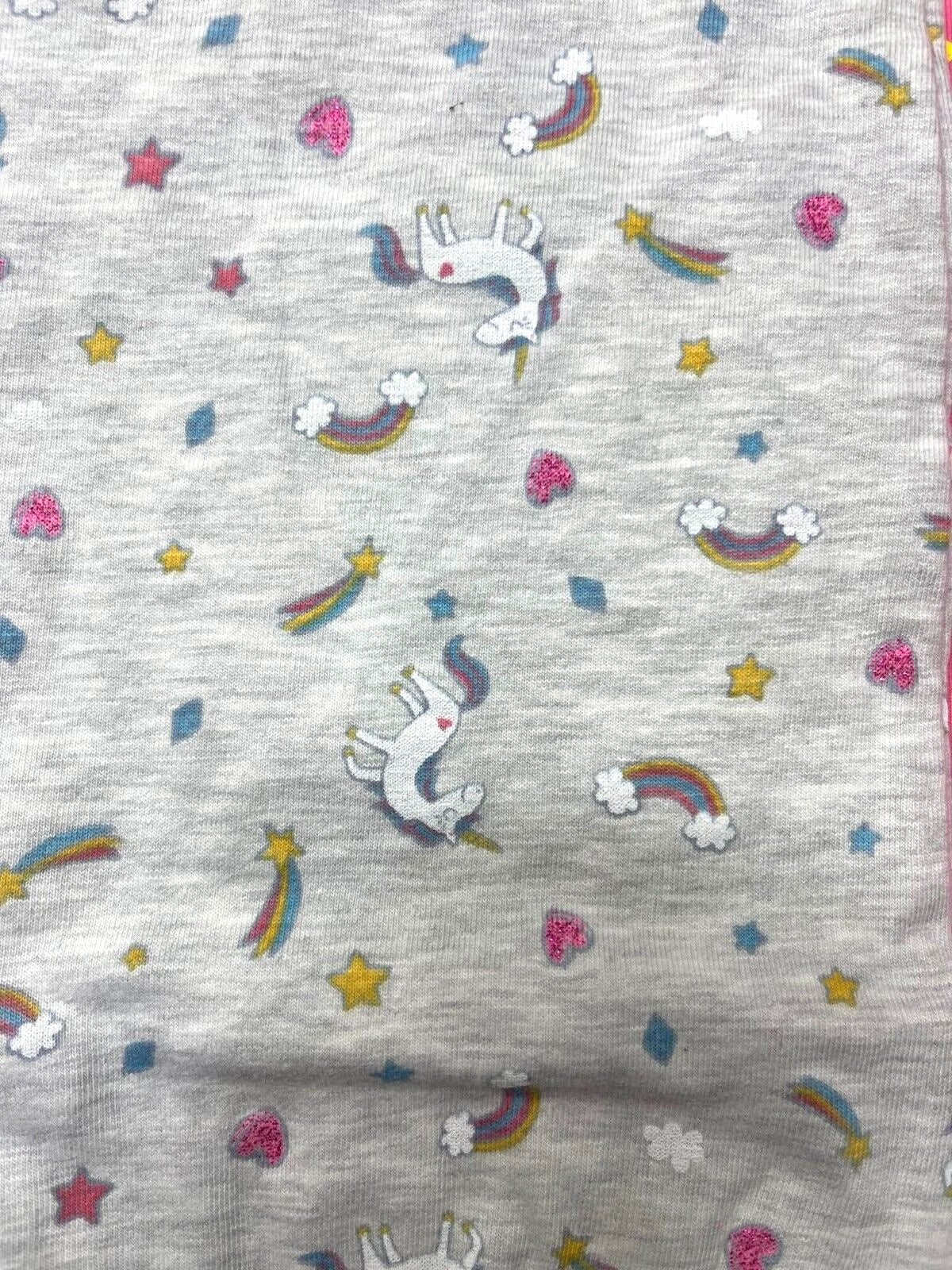 Touche Girls Long Sleeve Full Length Printed Pyjama Set- Grey/Pink Unicorn