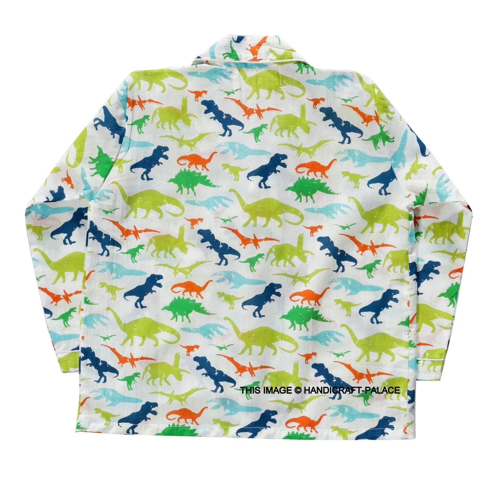 Dinosaur Printed Pyjamas Set with Long Sleeve for Girls Boys Cotton Nightwear