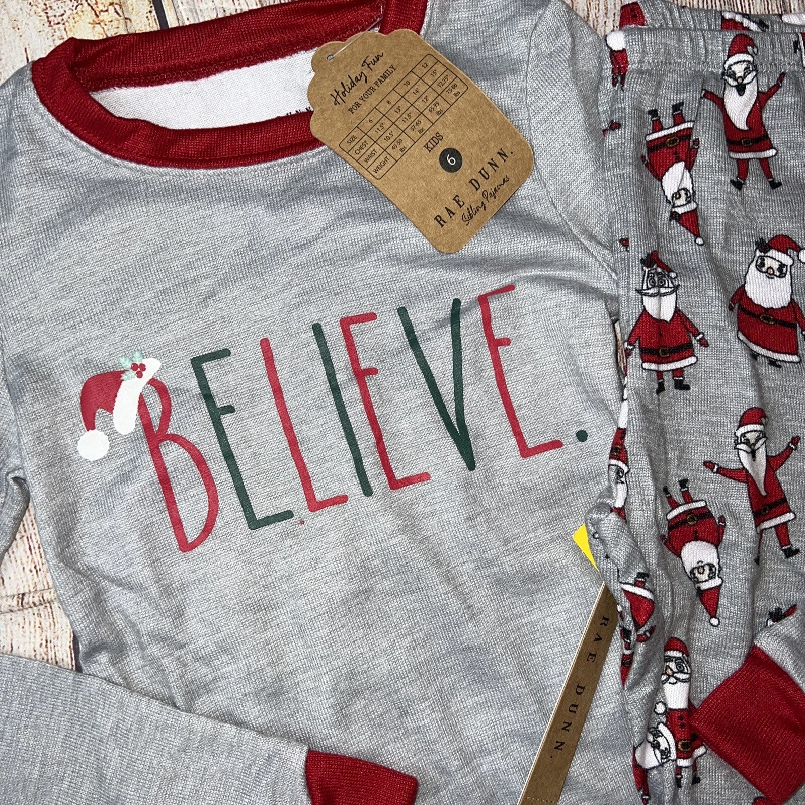 Rae Dunn Family Christmas Pajamas Kids Santa Believe Holiday NEW