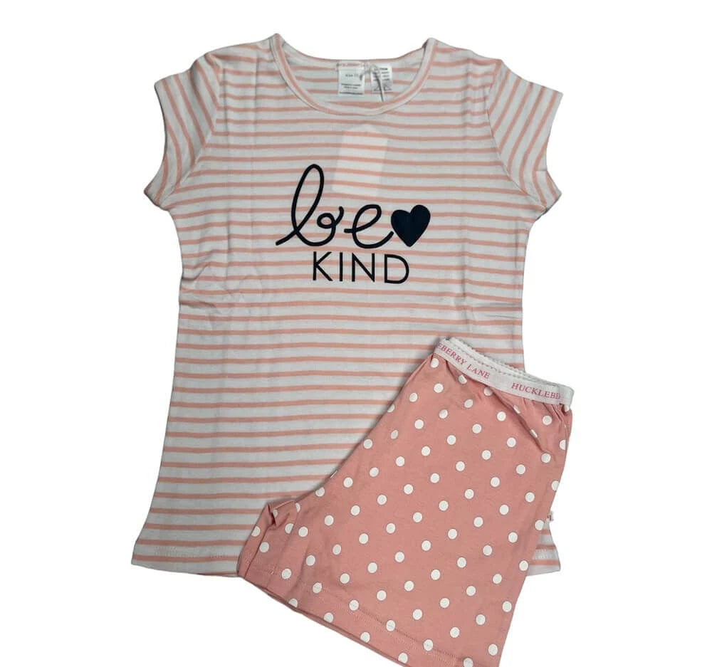 Girls Size 16 Huckleberry Pink Be Kind Summer Cotton Short Sleeve Pyjama Set