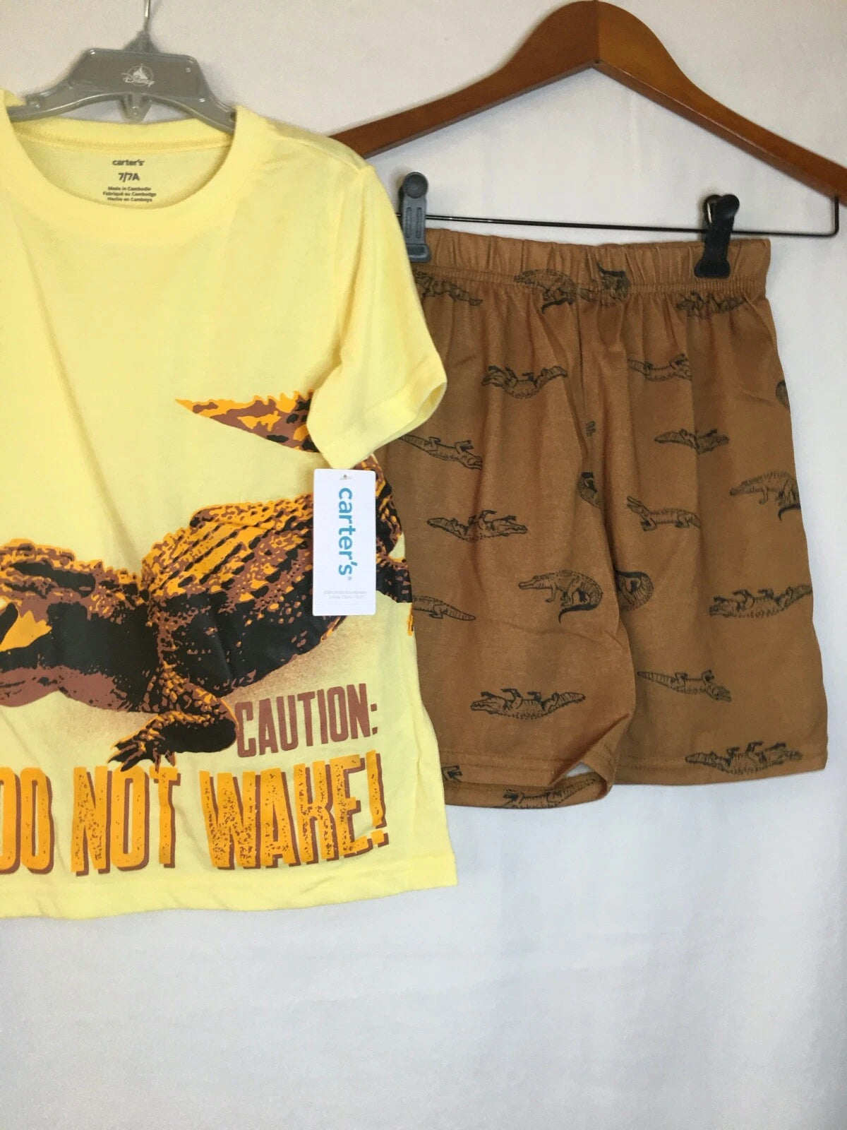 New Carter's Boys Alligator Poly Pajama 2 pc Set Kid Yellow Brown many sizes