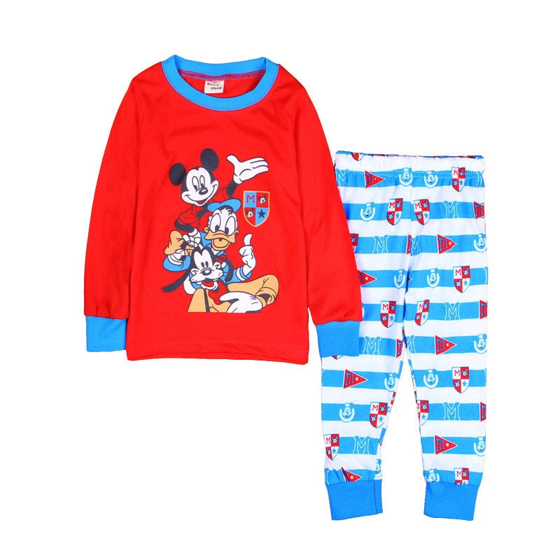 Kids Boy Girls Micky Minie Mouse Pyjamas Pjs Set Sleepwear Long Sleeve Nightwear
