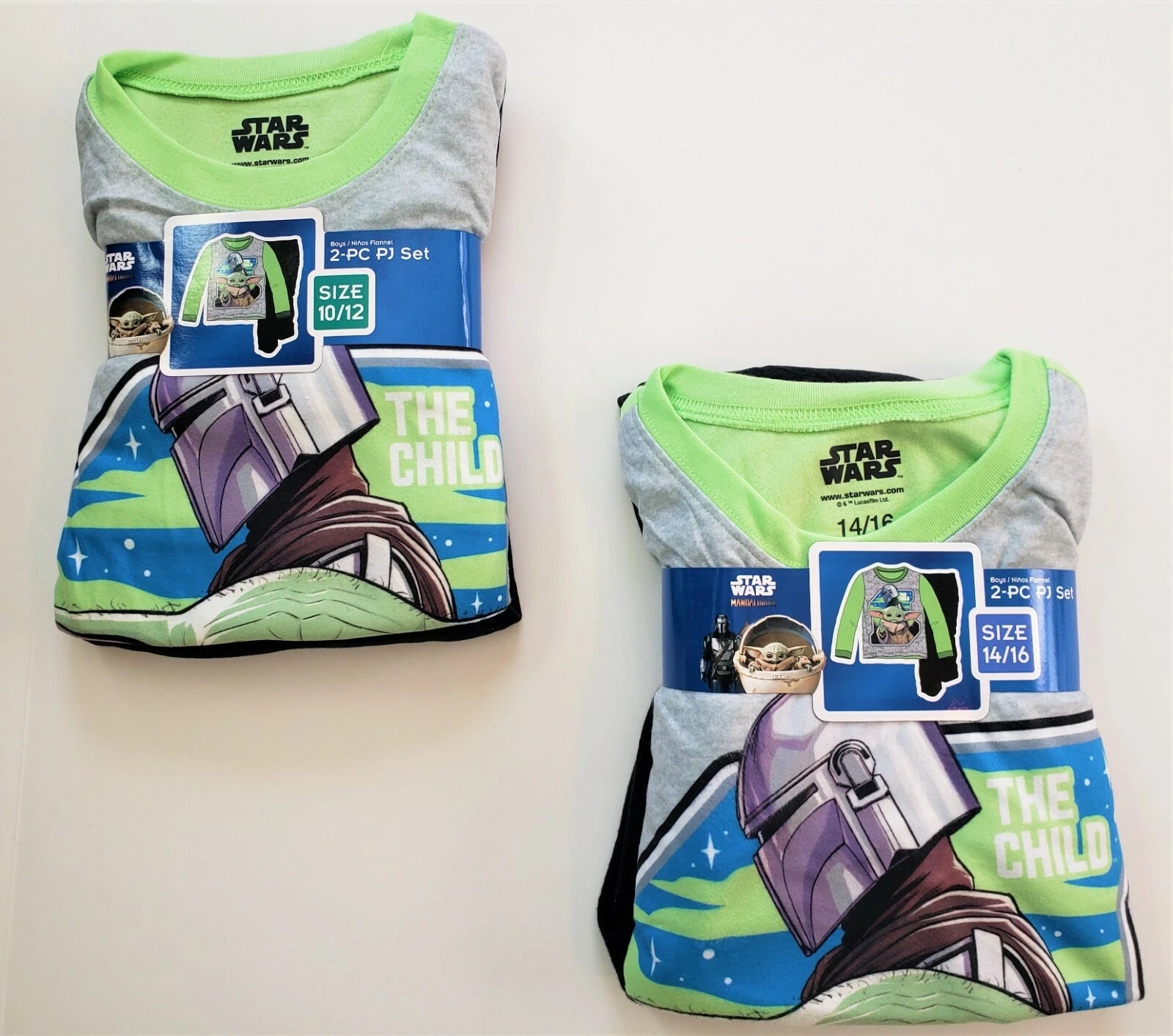 NEW STAR WARS THE MANDALORIAN CHILD BABY YODA FLANNEL PAJAMAS BOYS 10/12, 14/16