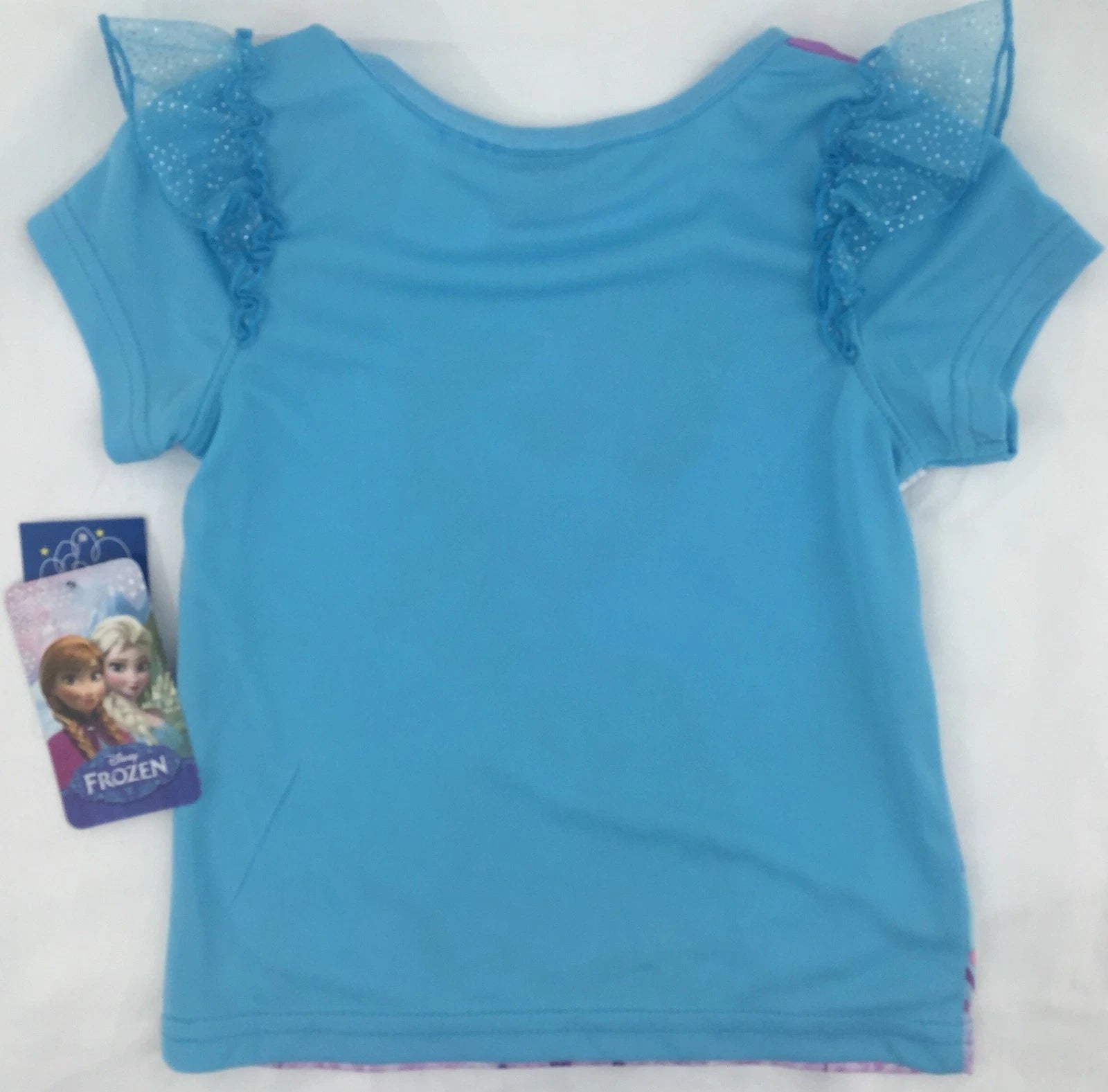Disney Frozen Blue Elsa 2 Piece Summer Pajama Set Short Sleeve Silky