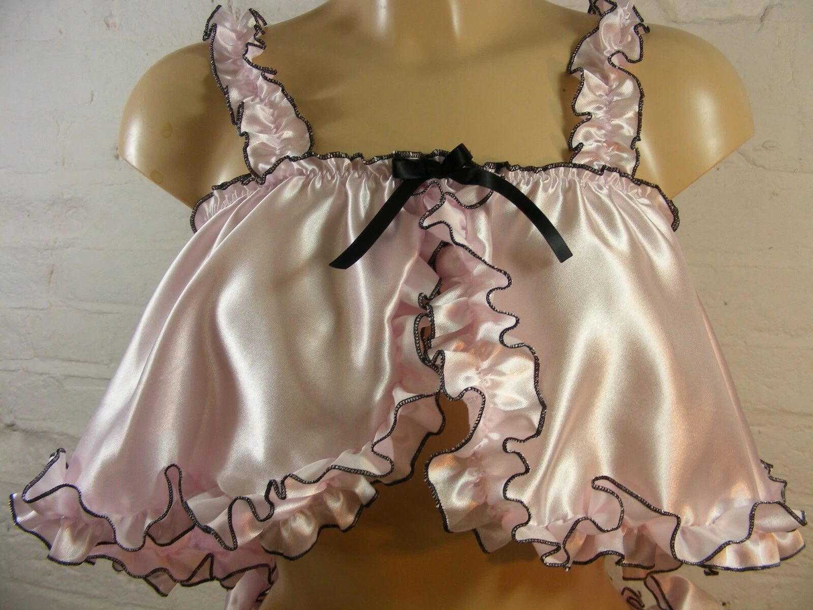 ADULT baby sissy satin with rolled hem edge cami & knickers set