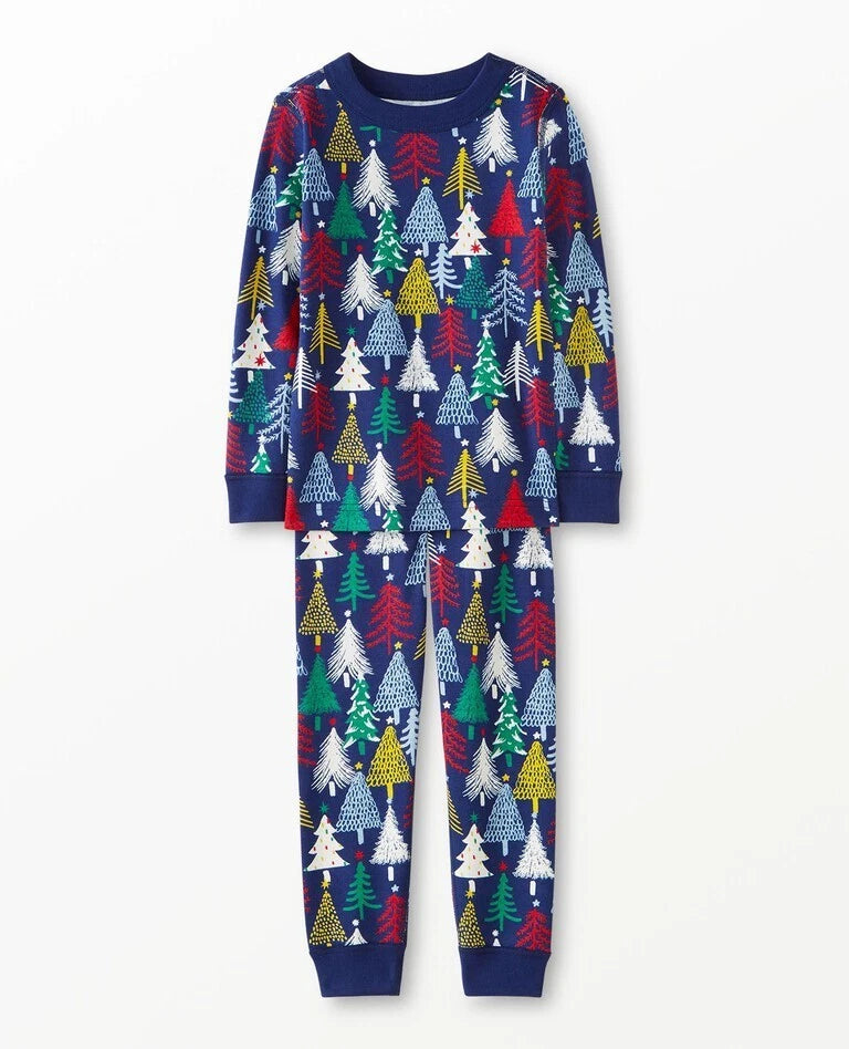Hanna Andersson Kids Holiday Long John Pajama Set - Twinkly Trees
