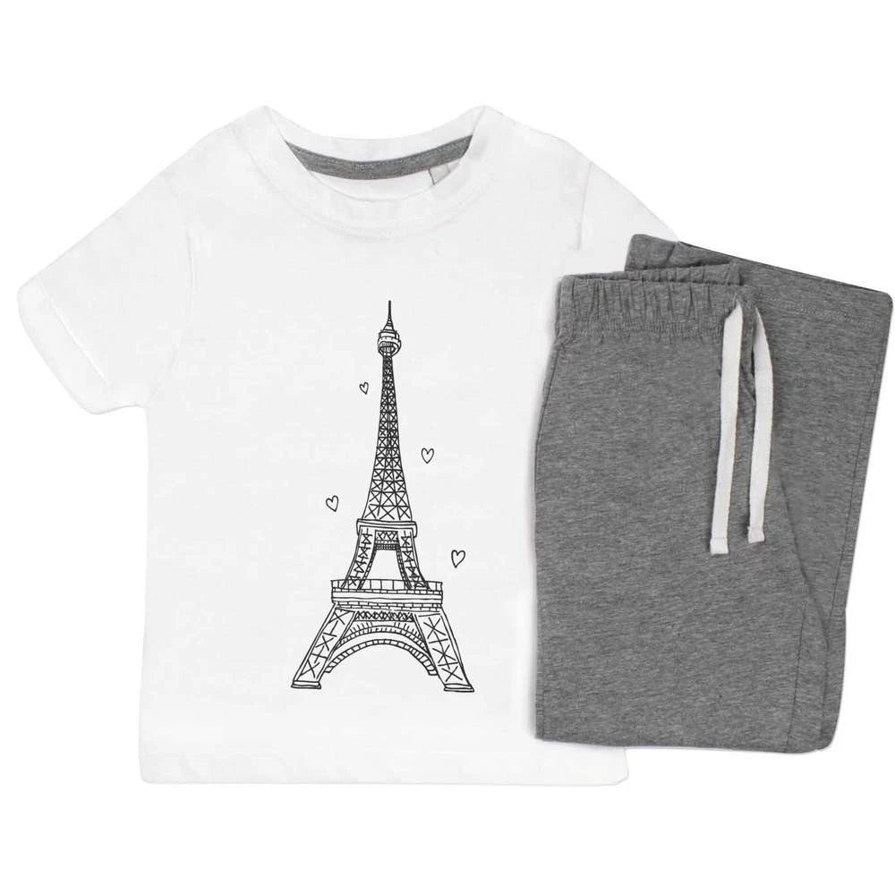 'Eiffel Tower' Kids Nightwear / Pyjama Set (KP009267)
