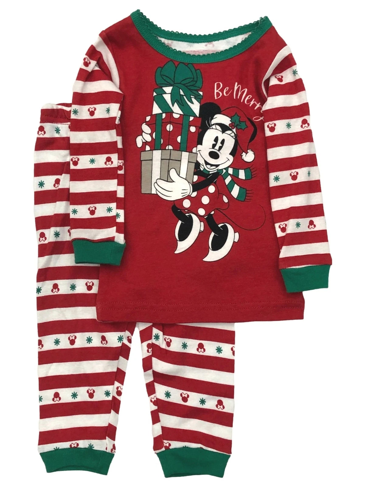Disney Infant & Toddler Girls Red Minnie Mouse Holiday Pajamas Sleep Set
