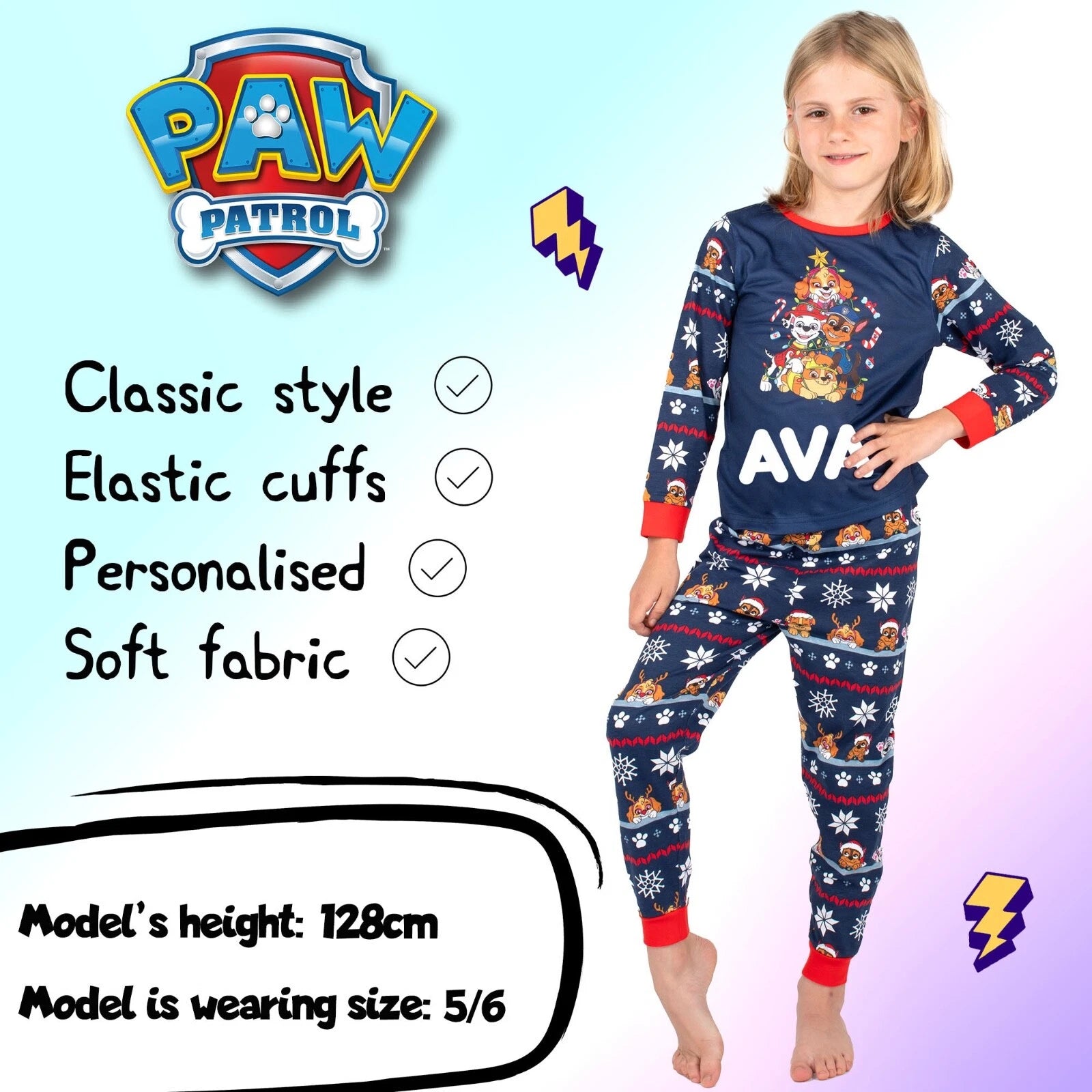 Paw Patrol Personalised Pyjama for Kids Long Sleeve Winter Christmas PJ Set Gift