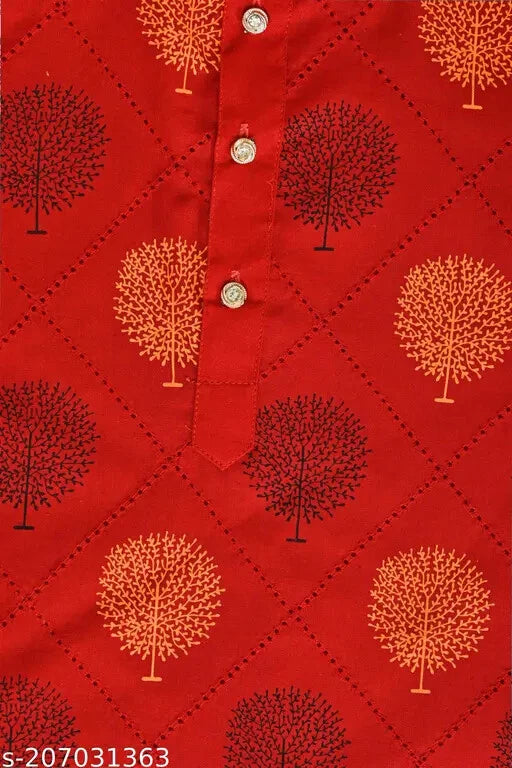 Indian Traditional Kids Printed Cotton Kurta pyjama Set