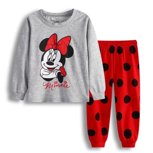 Kids Boy Girls Micky Minie Mouse Pyjamas Pjs Set Sleepwear Long Sleeve Nightwear