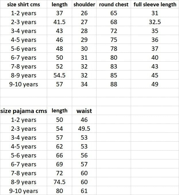 Indian Pure Cotton Kids Pajama Set Black Elephant Printed Sleepwear 1to10 Years