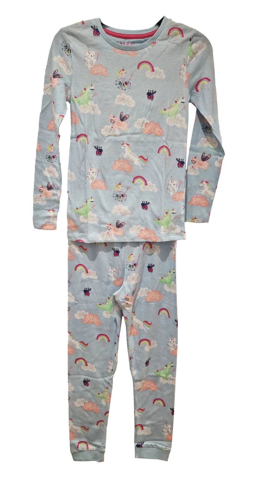 Ex M&S Girls Pyjamas PJ Snuggle set unicorn blue 18m-7 Years NEW
