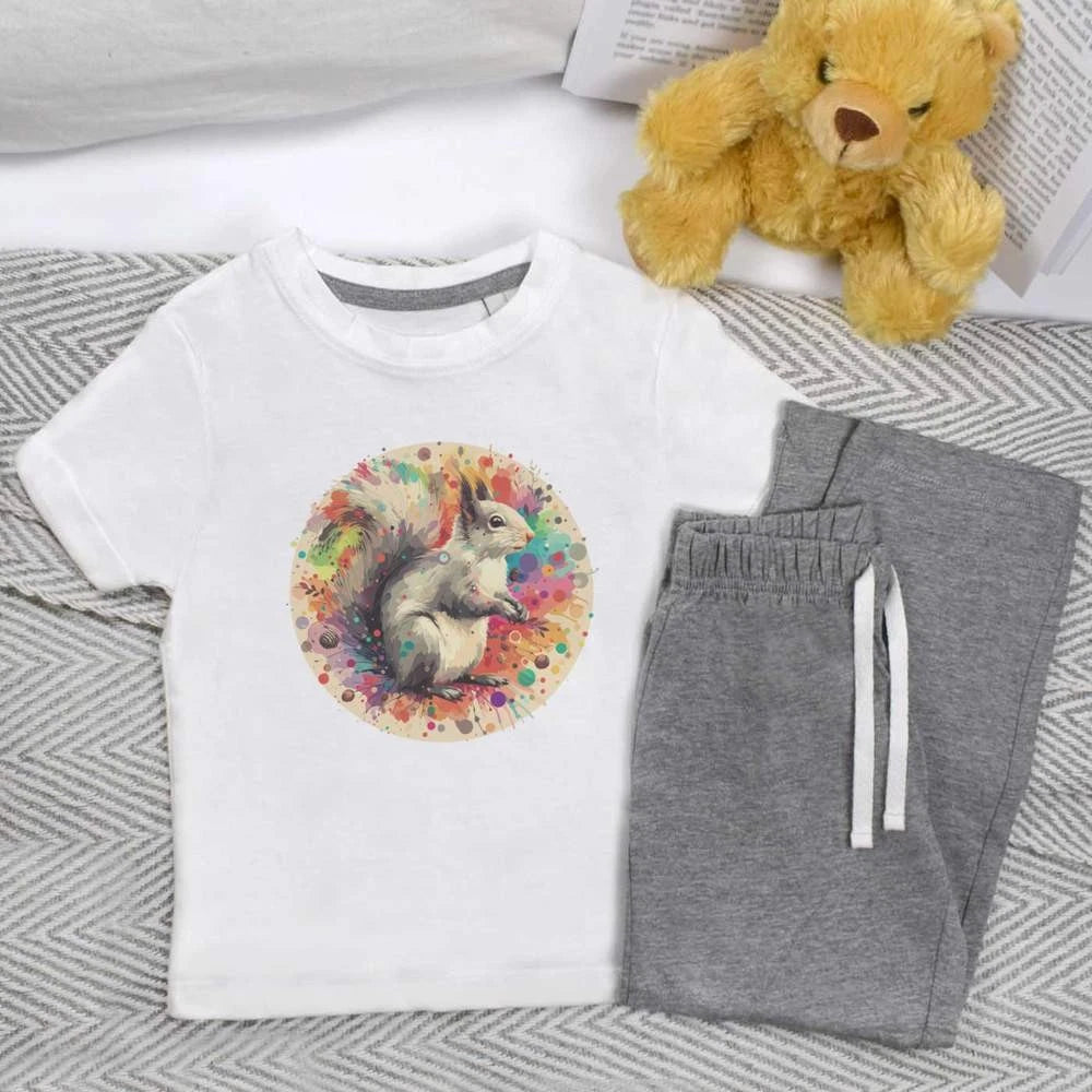 'Grey Squirrel' Kids Nightwear / Pyjama Set (KP047516)