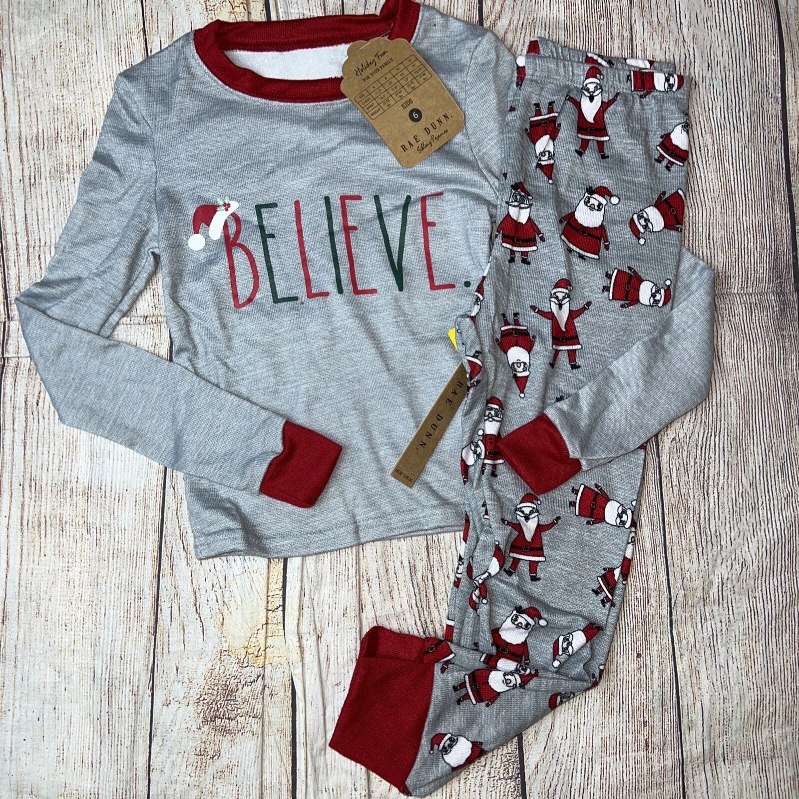 Rae Dunn Family Christmas Pajamas Kids Santa Believe Holiday NEW
