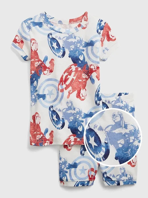 NWT Baby Gap Boys Short Pajamas Marvel Captain America   2T 2