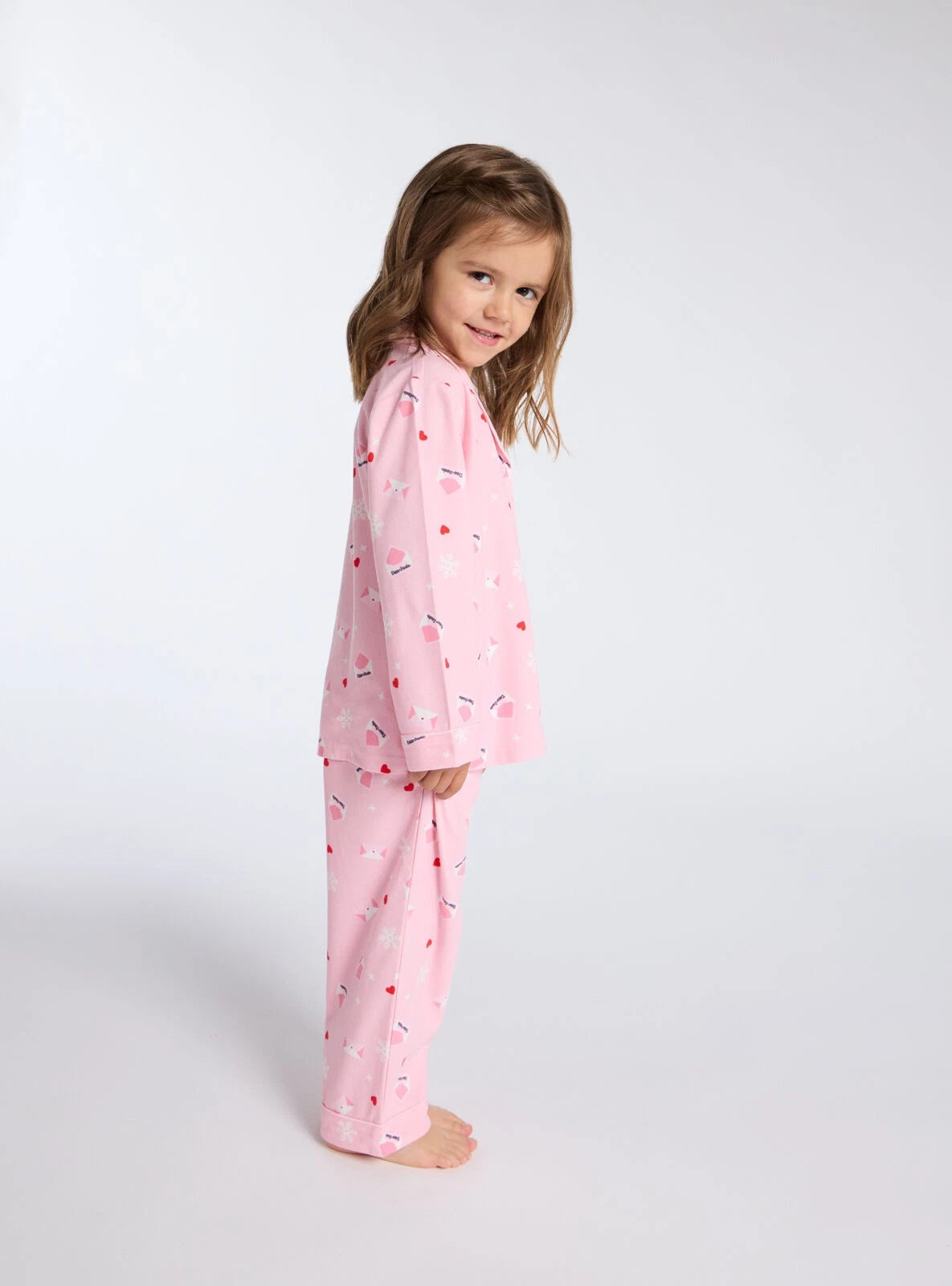 Boux Avenue Pyjama Set Girls Dear Santa Fleece Kids Cute Nightwear PJ with Bag