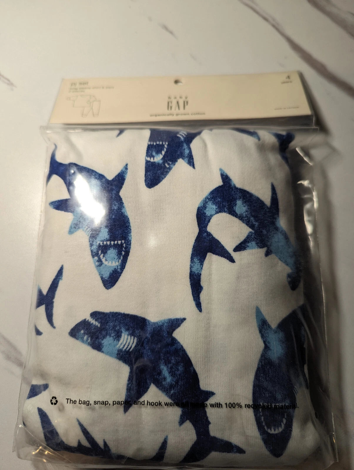 Baby Gap PJ Set 2 Piece Brand New Shark Design Long Sleeve and Pant