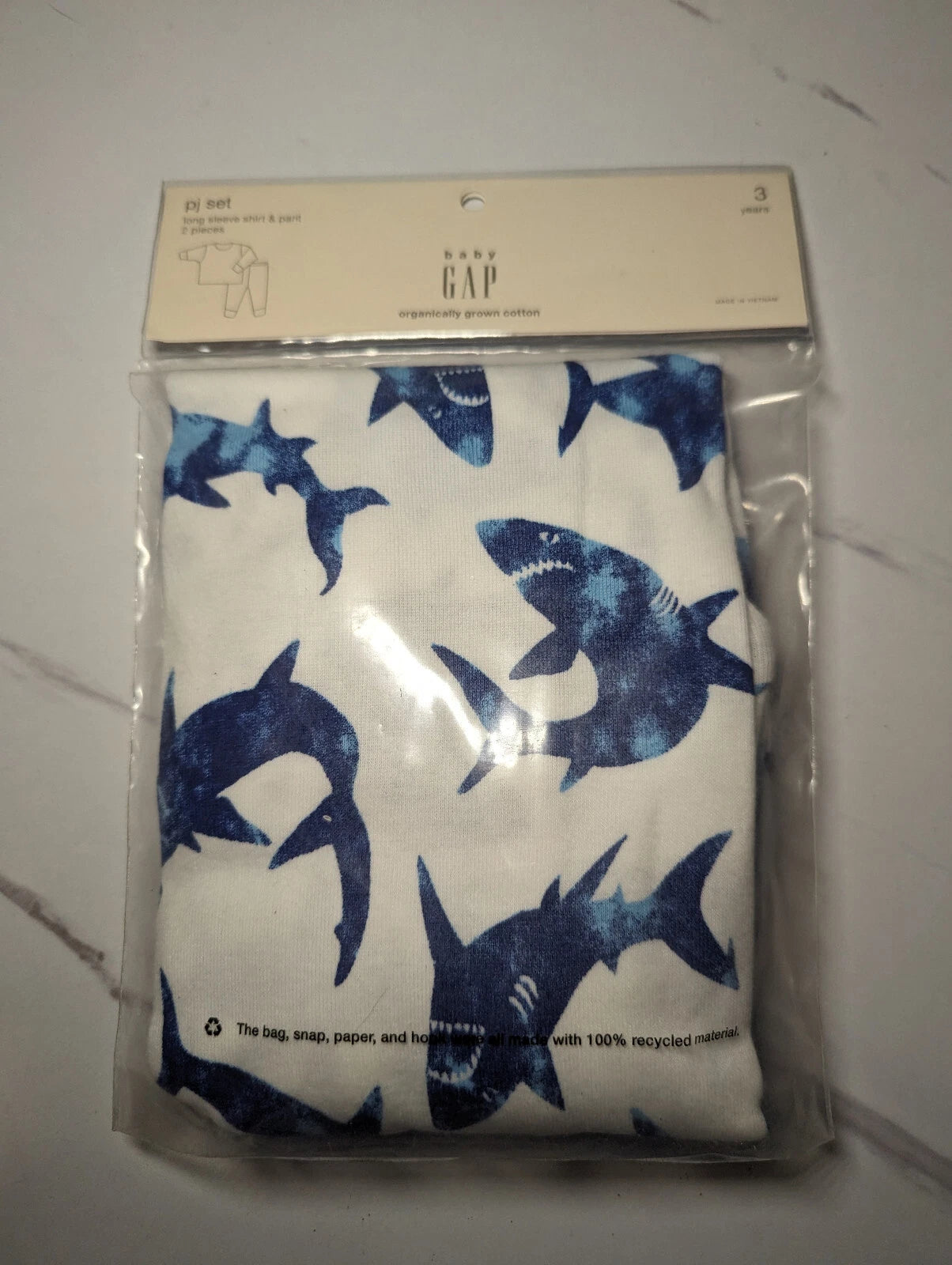 Baby Gap PJ Set 2 Piece Brand New Shark Design Long Sleeve and Pant