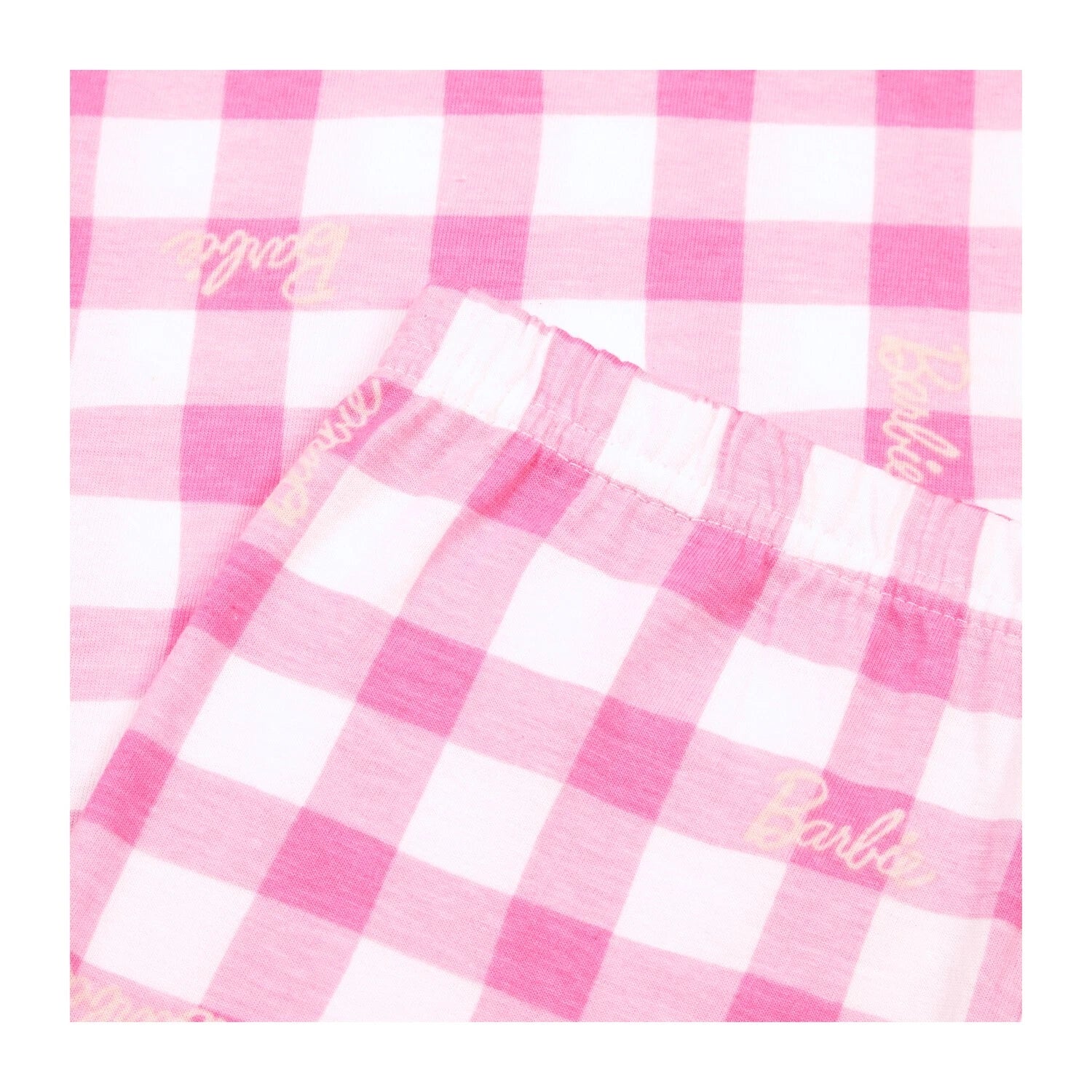 Barbie Girls Pyjamas | 100% Cotton Pjs for Girls | Pink Check Girls Doll Pjs
