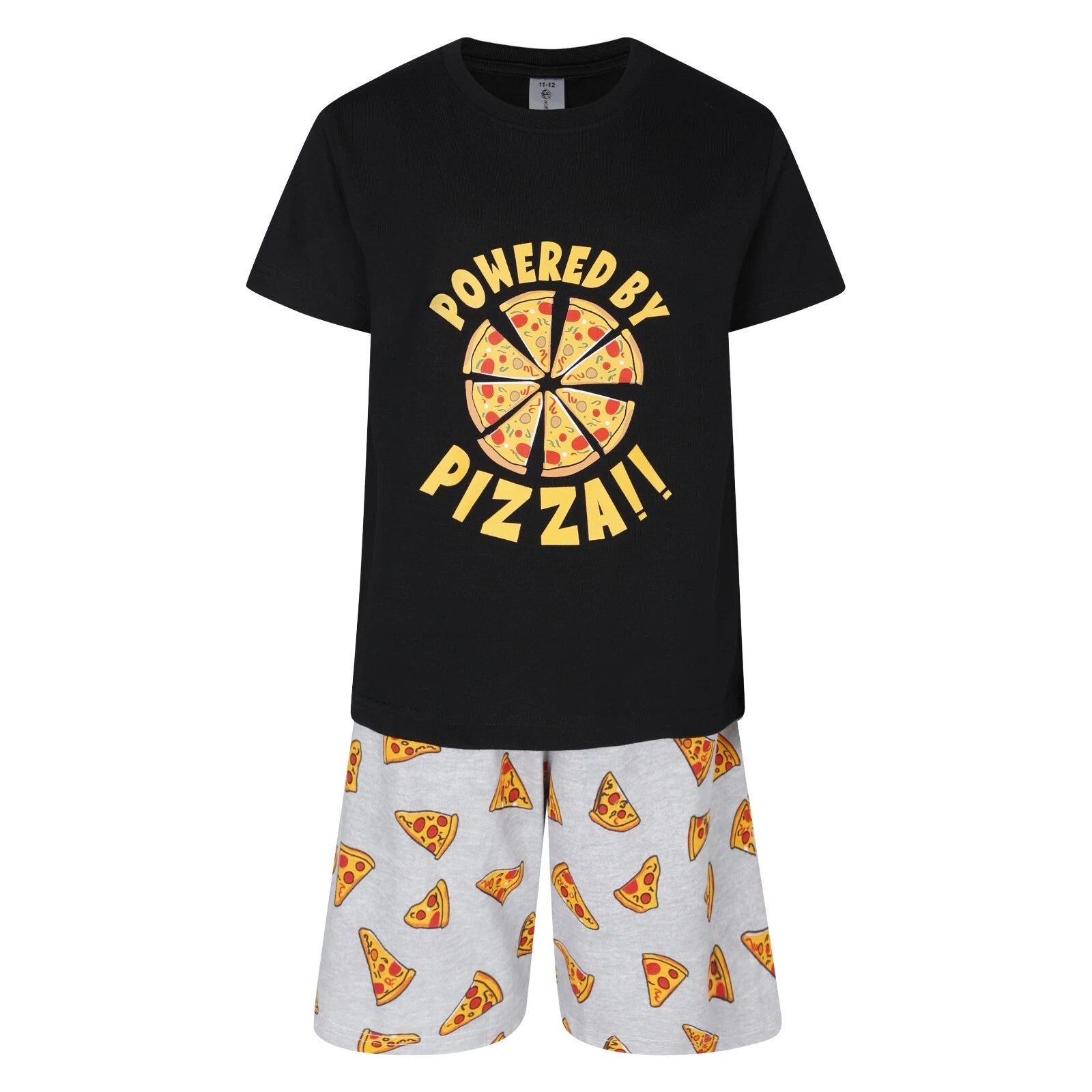 Boys 2 Pack Short Pyjamas Powered By Pizza Nightwear PJ Sets 9 to 16 Years