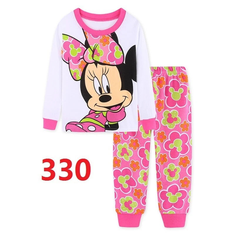 Kids Boy Girls Micky Minie Mouse Pyjamas Pjs Set Sleepwear Long Sleeve Nightwear