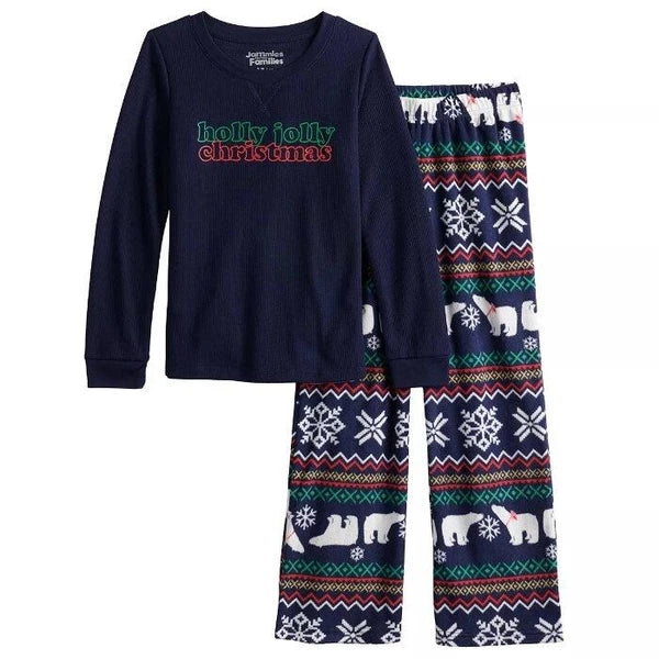 JAMMIES Girls' 10 Holly Jolly Christmas 2-Pc Fair Isle Pajama Set NWT