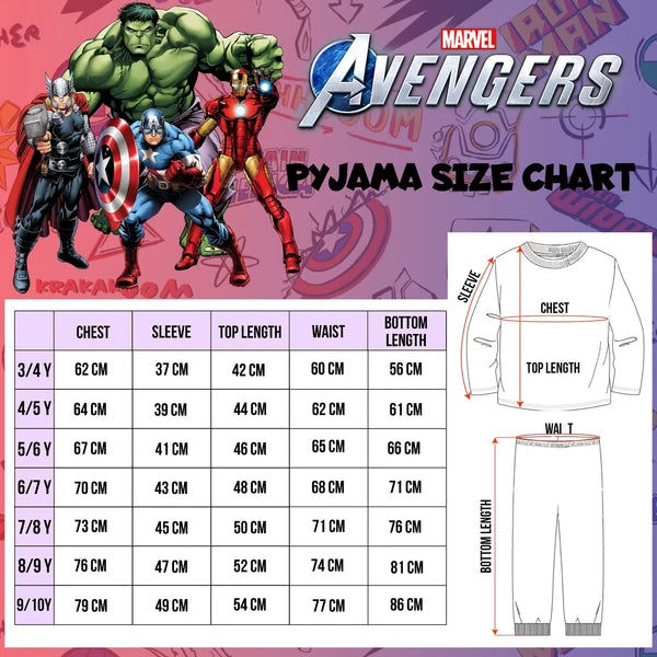 Marvel Pyjama for Boys Button Down PJ Set Superheroes Cotton Christmas Gift