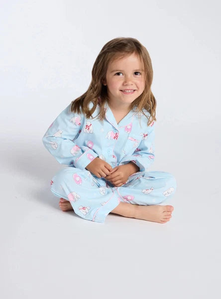 Boux Avenue Pyjama Set Girls Polar Bear Fleece Kids Cute Nightwear PJ with Bag