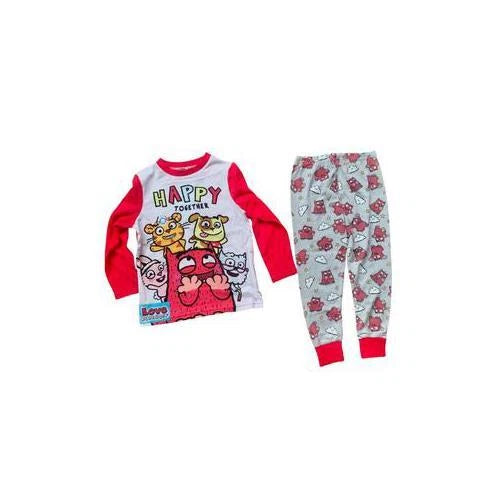 Love Monster Pyjamas Unisex Boys Girls Kids Happy Together Red Long Sleeve