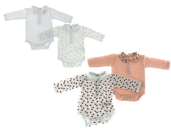Set of 4 Baby Body Organic Cotton Pajamas Romper Toddler 0-24 Months Golden-