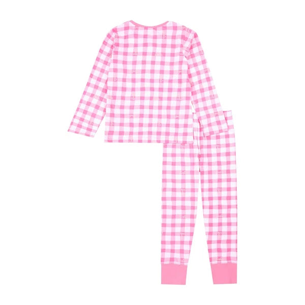 Barbie Girls Pyjamas | 100% Cotton Pjs for Girls | Pink Check Girls Doll Pjs