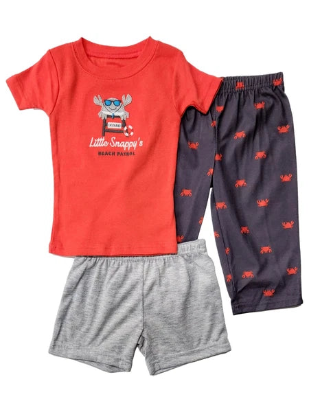 Carters Infant Baby Boy Orange Snappy Beach Patrol 3 Pc Pajama Set