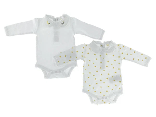 Set of 4 Baby Body Organic Cotton Pajamas Romper Toddler 0-24 Months Golden-