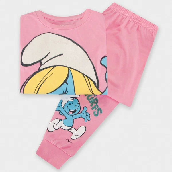 The Smurfs Pyjamas | Girls Smurfette Pyjamas | Long Sleeve Girls Pjs | Smurf Pjs