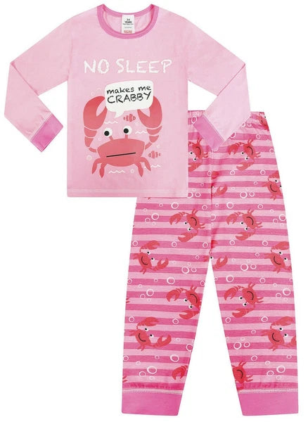 Cute No Sleep Makes Me Crabby Girls  Long Cotton Pyjamas