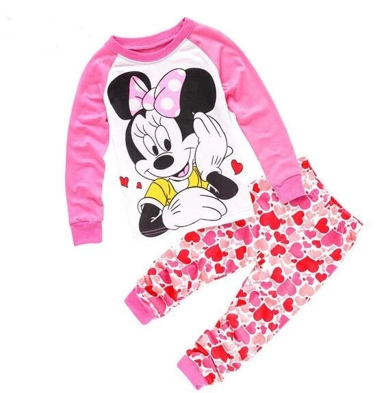 Kids Boy Girls Micky Minie Mouse Pyjamas Pjs Set Sleepwear Long Sleeve Nightwear