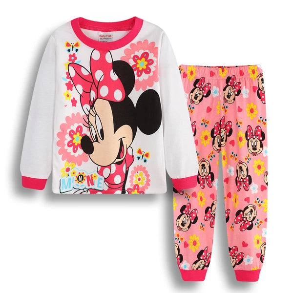 Kids Boy Girls Micky Minie Mouse Pyjamas Pjs Set Sleepwear Long Sleeve Nightwear