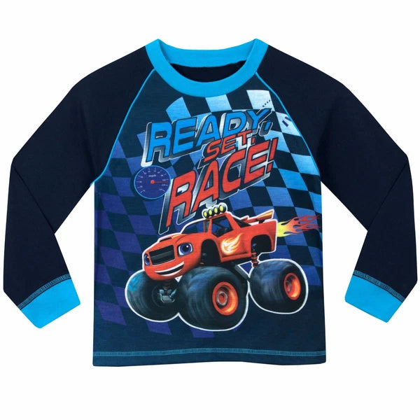 Boys Blaze and the Monster Machines Pyjamas Matching PJs Nightwear Set Navy Blue